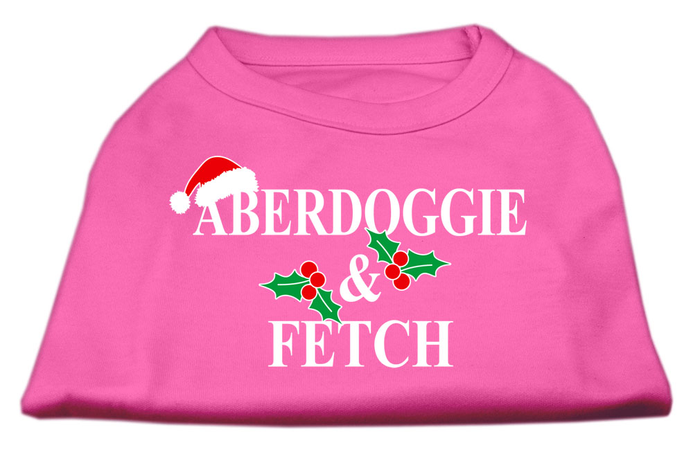 Aberdoggie Christmas Screen Print Shirt Bright Pink L